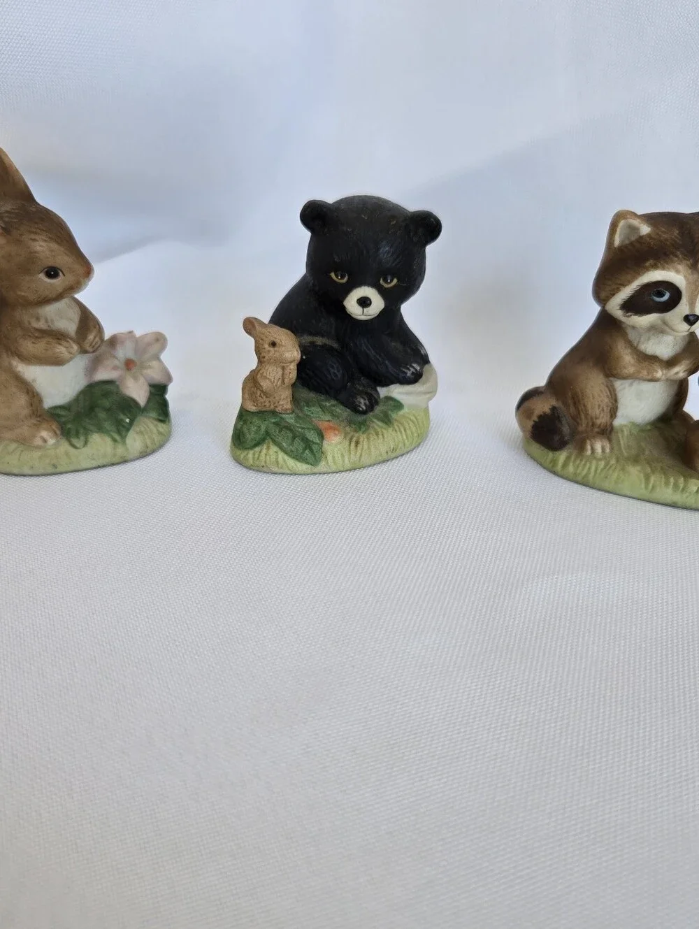 Vintage Homco 1418 Forest Friends Bisque Figurines Set of 3